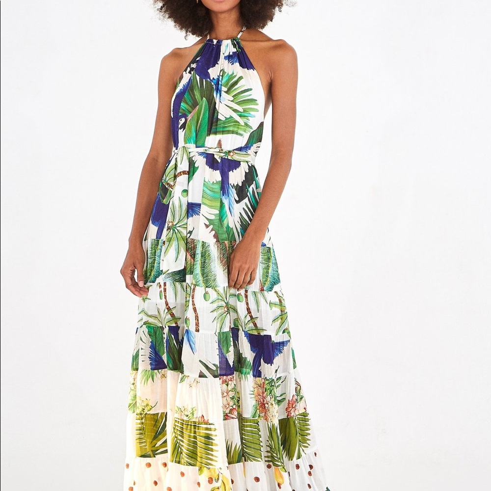 NWT Farm Rio Mixed Palm Maxi Dress L Large